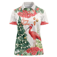 Personalized Trinidad And Tobago Christmas Women Polo Shirt Scarlet Ibis Wild Poinsettia Watercolor - Wonder Print Shop