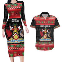 Trinidad And Tobago Christmas Couples Matching Long Sleeve Bodycon Dress and Hawaiian Shirt Merry Xmas Coat Of Arms - Wonder Print Shop
