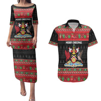 Trinidad And Tobago Christmas Couples Matching Puletasi and Hawaiian Shirt Merry Xmas Coat Of Arms - Wonder Print Shop