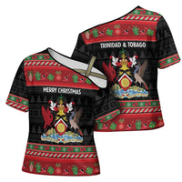 Trinidad And Tobago Christmas Cross Shoulder Shirt Merry Xmas Coat Of Arms - Wonder Print Shop