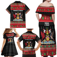 Trinidad And Tobago Christmas Family Matching Off Shoulder Maxi Dress and Hawaiian Shirt Merry Xmas Coat Of Arms - Wonder Print Shop