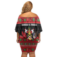 Trinidad And Tobago Christmas Family Matching Off Shoulder Short Dress and Hawaiian Shirt Merry Xmas Coat Of Arms - Wonder Print Shop