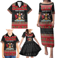 Trinidad And Tobago Christmas Family Matching Puletasi and Hawaiian Shirt Merry Xmas Coat Of Arms - Wonder Print Shop