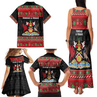 Trinidad And Tobago Christmas Family Matching Tank Maxi Dress and Hawaiian Shirt Merry Xmas Coat Of Arms - Wonder Print Shop