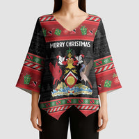 Trinidad And Tobago Christmas Kimono Sleeve Blouse Merry Xmas Coat Of Arms - Wonder Print Shop