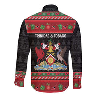 Trinidad And Tobago Christmas Long Sleeve Button Shirt Merry Xmas Coat Of Arms - Wonder Print Shop