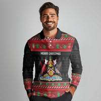 Trinidad And Tobago Christmas Long Sleeve Polo Shirt Merry Xmas Coat Of Arms - Wonder Print Shop