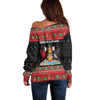 Trinidad And Tobago Christmas Off Shoulder Sweater Merry Xmas Coat Of Arms - Wonder Print Shop