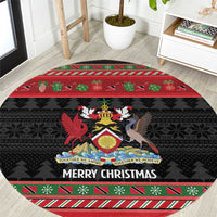 Trinidad And Tobago Christmas Round Carpet Merry Xmas Coat Of Arms - Wonder Print Shop