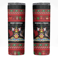 Trinidad And Tobago Christmas Skinny Tumbler Merry Xmas Coat Of Arms - Wonder Print Shop