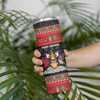 Trinidad And Tobago Christmas Skinny Tumbler Merry Xmas Coat Of Arms - Wonder Print Shop