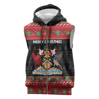 Trinidad And Tobago Christmas Sleeveless Zip Hoodie Merry Xmas Coat Of Arms - Wonder Print Shop