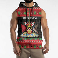 Trinidad And Tobago Christmas Sleeveless Zip Hoodie Merry Xmas Coat Of Arms - Wonder Print Shop