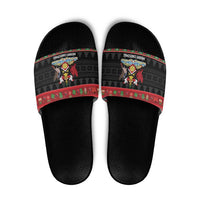 Trinidad And Tobago Christmas Slide Sandals Merry Xmas Coat Of Arms - Wonder Print Shop