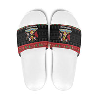 Trinidad And Tobago Christmas Slide Sandals Merry Xmas Coat Of Arms - Wonder Print Shop
