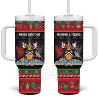 Trinidad And Tobago Christmas Tumbler With Handle Merry Xmas Coat Of Arms - Wonder Print Shop