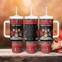 Trinidad And Tobago Christmas Tumbler With Handle Merry Xmas Coat Of Arms - Wonder Print Shop