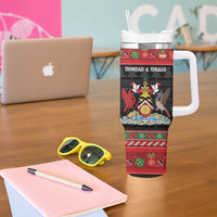 Trinidad And Tobago Christmas Tumbler With Handle Merry Xmas Coat Of Arms - Wonder Print Shop