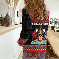 Trinidad And Tobago Christmas Women Casual Shirt Merry Xmas Coat Of Arms - Wonder Print Shop