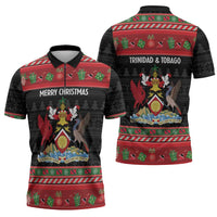 Trinidad And Tobago Christmas Zipper Polo Shirt Merry Xmas Coat Of Arms - Wonder Print Shop