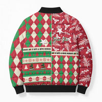 Personalized St Kitts & Nevis Cricket Christmas Bomber Puffer Jacket Merry Xmas Patriots - Wonder Print Shop