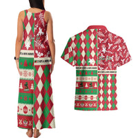Personalized St Kitts & Nevis Cricket Christmas Couples Matching Tank Maxi Dress and Hawaiian Shirt Merry Xmas Patriots - Wonder Print Shop