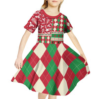 Personalized St Kitts & Nevis Cricket Christmas Kid Short Sleeve Dress Merry Xmas Patriots - Wonder Print Shop