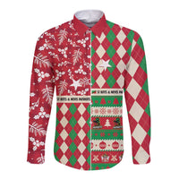 Personalized St Kitts & Nevis Cricket Christmas Long Sleeve Button Shirt Merry Xmas Patriots - Wonder Print Shop