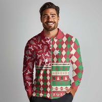 Personalized St Kitts & Nevis Cricket Christmas Long Sleeve Polo Shirt Merry Xmas Patriots - Wonder Print Shop