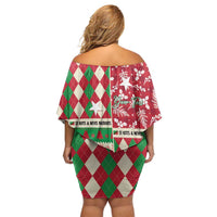 Personalized St Kitts & Nevis Cricket Christmas Off Shoulder Short Dress Merry Xmas Patriots - Wonder Print Shop