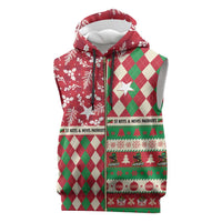 Personalized St Kitts & Nevis Cricket Christmas Sleeveless Zip Hoodie Merry Xmas Patriots - Wonder Print Shop