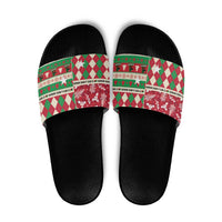 St Kitts & Nevis Cricket Christmas Slide Sandals Merry Xmas Patriots - Wonder Print Shop