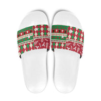 St Kitts & Nevis Cricket Christmas Slide Sandals Merry Xmas Patriots - Wonder Print Shop