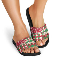 St Kitts & Nevis Cricket Christmas Slide Sandals Merry Xmas Patriots - Wonder Print Shop