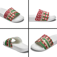 St Kitts & Nevis Cricket Christmas Slide Sandals Merry Xmas Patriots - Wonder Print Shop