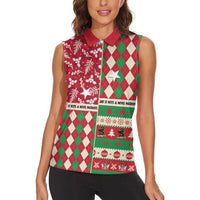 Personalized St Kitts & Nevis Cricket Christmas Women Sleeveless Polo Shirt Merry Xmas Patriots - Wonder Print Shop