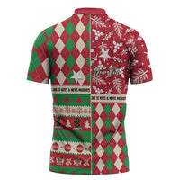 Personalized St Kitts & Nevis Cricket Christmas Zipper Polo Shirt Merry Xmas Patriots - Wonder Print Shop