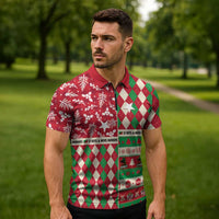 Personalized St Kitts & Nevis Cricket Christmas Zipper Polo Shirt Merry Xmas Patriots - Wonder Print Shop