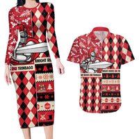 Personalized Trinbago Cricket Christmas Couples Matching Long Sleeve Bodycon Dress and Hawaiian Shirt Merry Xmas Knight Riders - Wonder Print Shop
