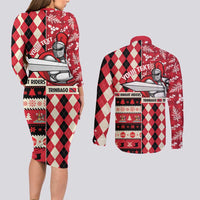 Personalized Trinbago Cricket Christmas Couples Matching Long Sleeve Bodycon Dress and Long Sleeve Button Shirt Merry Xmas Knight Riders - Wonder Print Shop