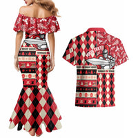 Personalized Trinbago Cricket Christmas Couples Matching Mermaid Dress and Hawaiian Shirt Merry Xmas Knight Riders - Wonder Print Shop
