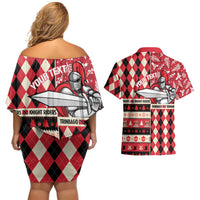 Personalized Trinbago Cricket Christmas Couples Matching Off Shoulder Short Dress and Hawaiian Shirt Merry Xmas Knight Riders - Wonder Print Shop