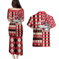 Personalized Trinbago Cricket Christmas Couples Matching Puletasi and Hawaiian Shirt Merry Xmas Knight Riders - Wonder Print Shop