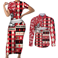 Personalized Trinbago Cricket Christmas Couples Matching Short Sleeve Bodycon Dress and Long Sleeve Button Shirt Merry Xmas Knight Riders - Wonder Print Shop