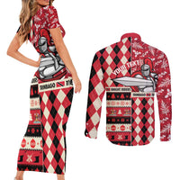 Personalized Trinbago Cricket Christmas Couples Matching Short Sleeve Bodycon Dress and Long Sleeve Button Shirt Merry Xmas Knight Riders - Wonder Print Shop