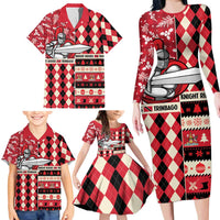 Personalized Trinbago Cricket Christmas Family Matching Long Sleeve Bodycon Dress and Hawaiian Shirt Merry Xmas Knight Riders - Wonder Print Shop
