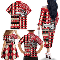 Personalized Trinbago Cricket Christmas Family Matching Off The Shoulder Long Sleeve Dress and Hawaiian Shirt Merry Xmas Knight Riders - Wonder Print Shop