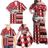 Personalized Trinbago Cricket Christmas Family Matching Off Shoulder Maxi Dress and Hawaiian Shirt Merry Xmas Knight Riders - Wonder Print Shop
