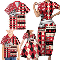 Personalized Trinbago Cricket Christmas Family Matching Short Sleeve Bodycon Dress and Hawaiian Shirt Merry Xmas Knight Riders - Wonder Print Shop