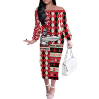 Personalized Trinbago Cricket Christmas Off The Shoulder Long Sleeve Dress Merry Xmas Knight Riders - Wonder Print Shop